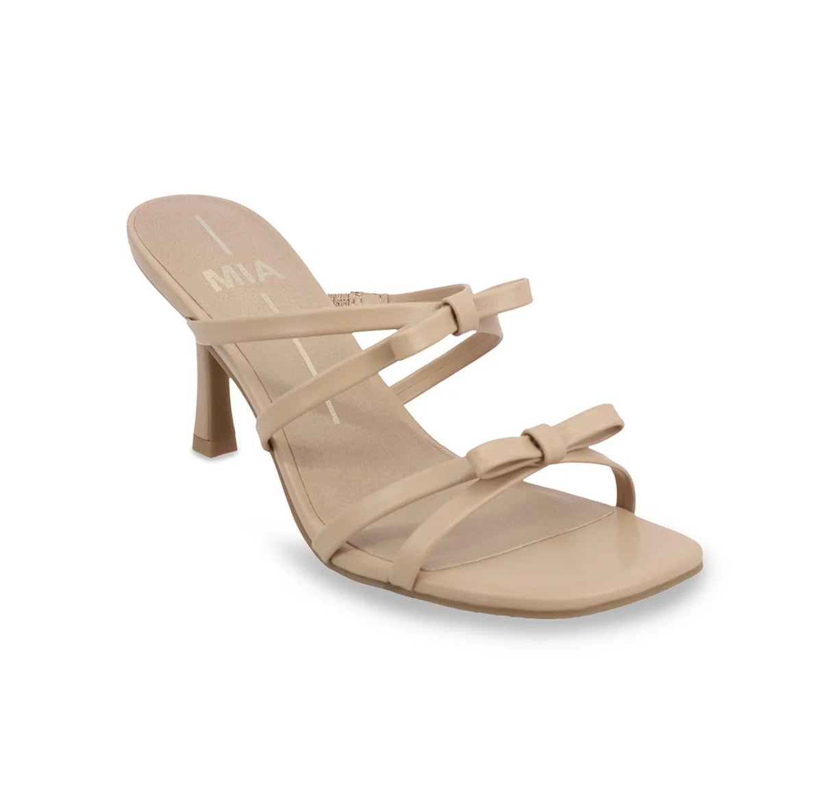 MIA Mia Sonja nude heel shoes shown from the side with a sleek pointed-toe design