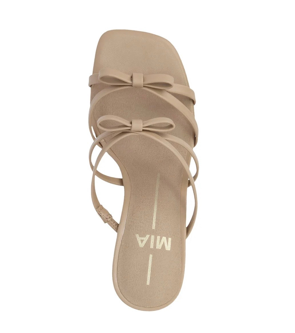 MIA Mia Sonja nude heel shoes with a sleek design and elevated heel viewed from the side