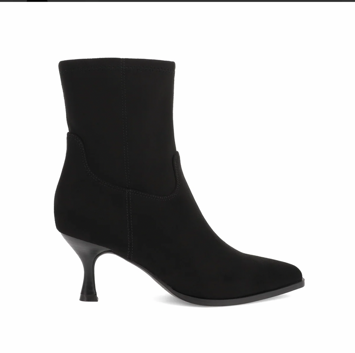 MIA Aletta black suede bootie with ankle-high design and side zipper
