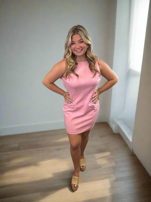 Pink Front Bow Dress - Jolie Femme Boutique