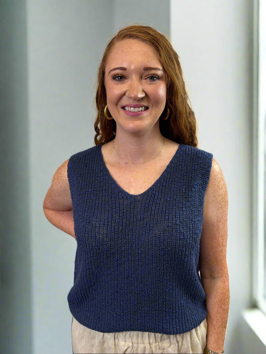 Navy Sleeveless Crochet Top - Jolie Femme Boutique