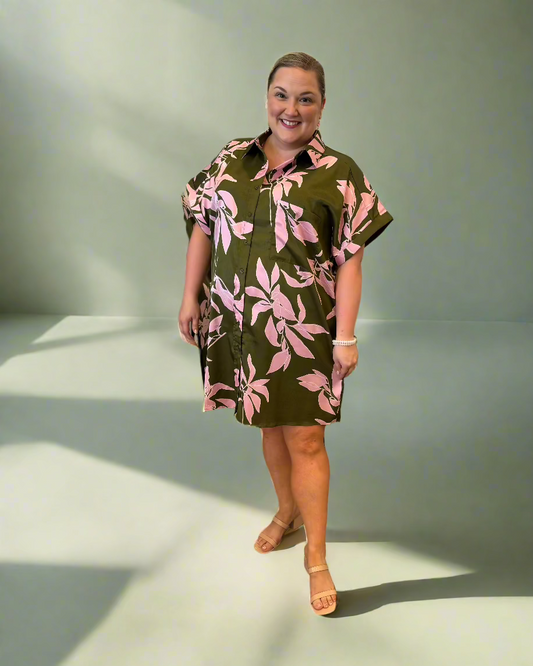 Plus Size Floral Print Mini Dress - Jolie Femme Boutique