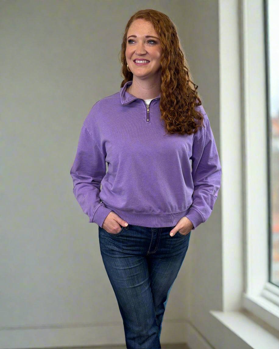 Lavender Half Zip Pullover | Jolie Femme Boutique | Alexandria, LA