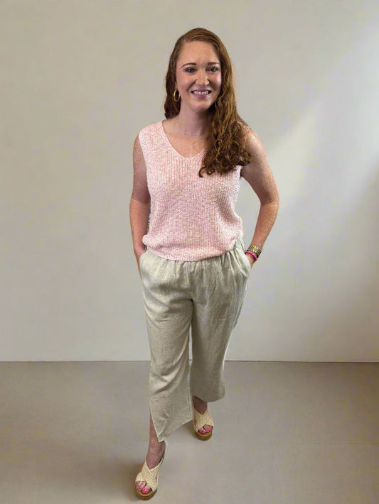 Side Slit Linen Pant - Jolie Femme Boutique