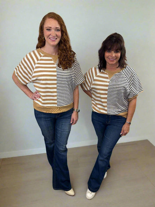 ee:some Striped Color Block Top- Jolie Femme Boutique