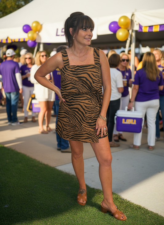 Tiger Print Asymmetrical Skort - Jolie Femme Boutique
