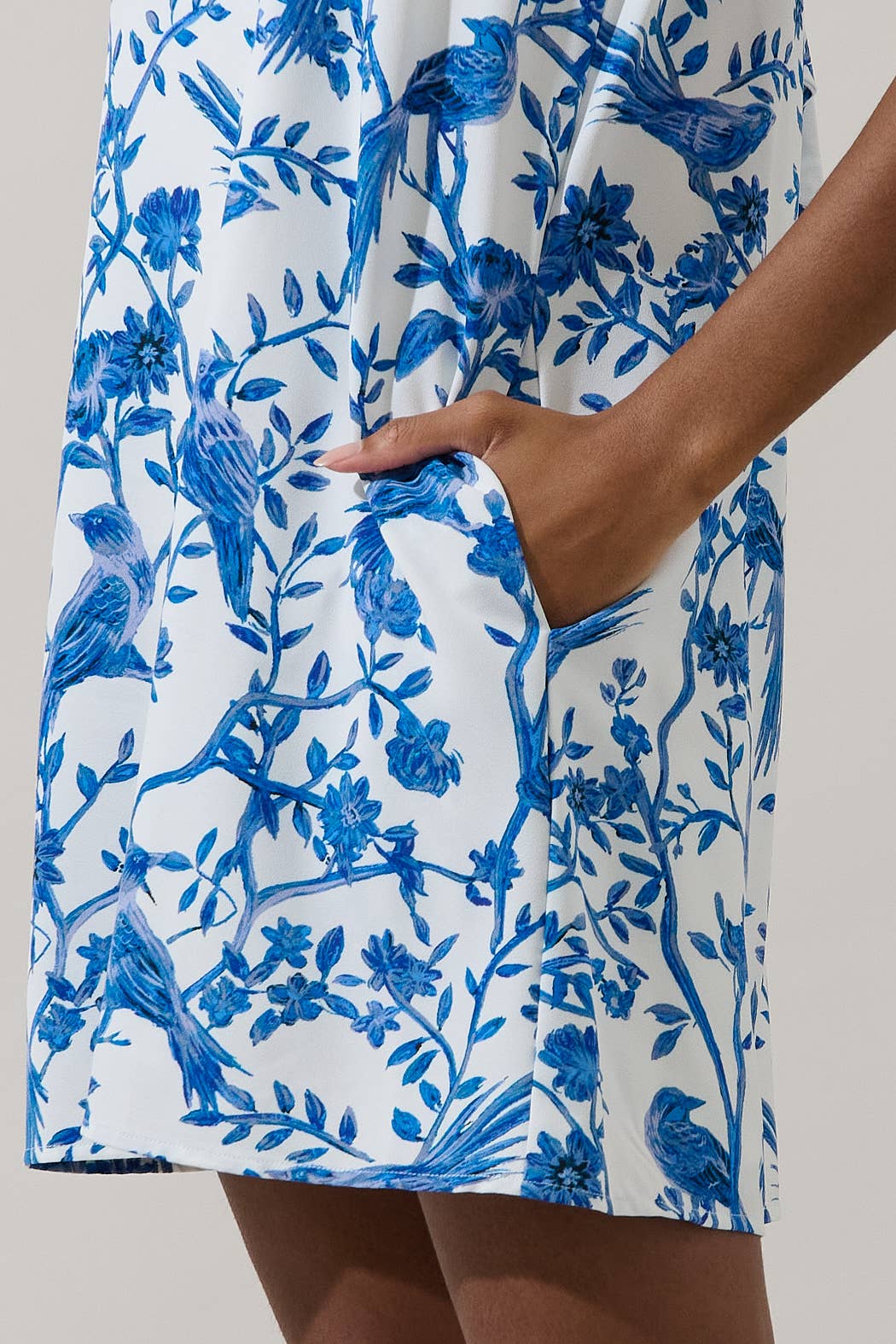 Sugarlips - Ciela Floral Benson Trapeze Mini Dress - WHT-BLUES / S - Jolie Femme Boutique