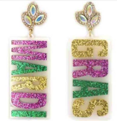 Mardi Gras Acrylic Earring