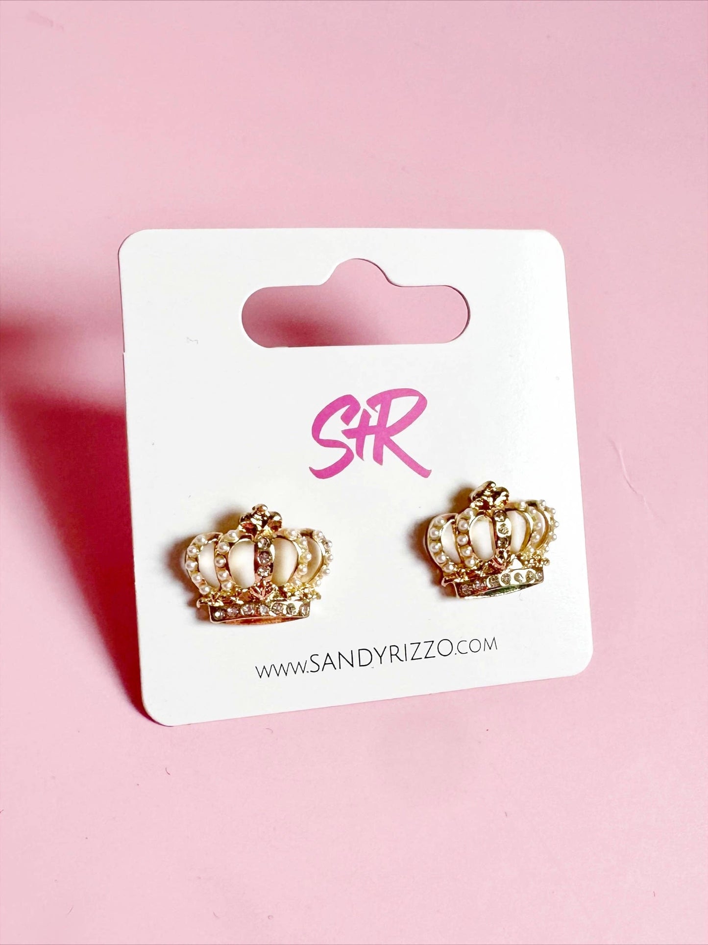 Gold Crown Enamel Stud