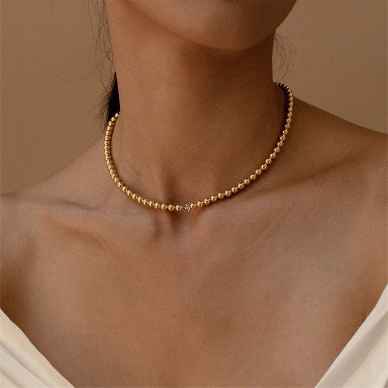 JOSSLYN by wall to wall - 18K STAINLESS STEEL TARNISH FREE BEADED NECKLACE | 40NK9412 - GOLD - Jolie Femme Boutique