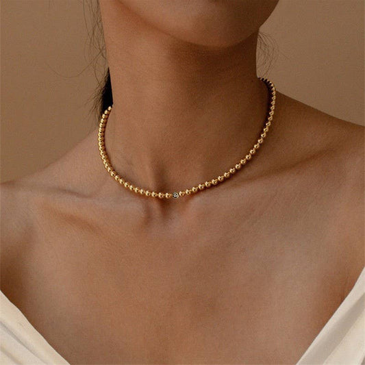 JOSSLYN by wall to wall - 18K STAINLESS STEEL TARNISH FREE BEADED NECKLACE | 40NK9412 - GOLD - Jolie Femme Boutique