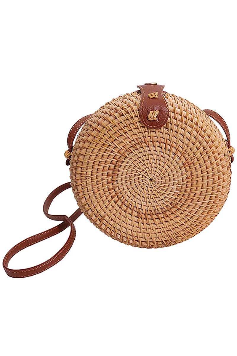 Rattan Macaron Shell Crossbody Bag - Jolie Femme Boutique