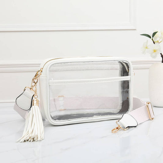 Queens Designs - Game Day Stadium Rectangle Clear Bags - White - Jolie Femme Boutique